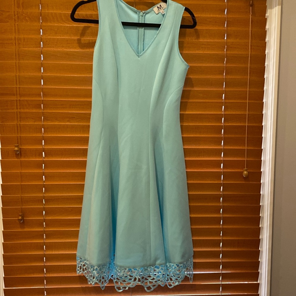 MAiA Cyan/Aqua neck sleeveless dress size 6 Beautiful, worn once (b)